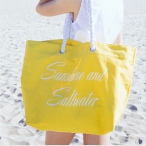 NWT Trina Turk Sunshine and Saltwater Yellow Cotton Beach Tote